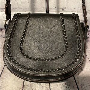 T-Shirt & Jeans Black Crossbody Bag with Braided Accents